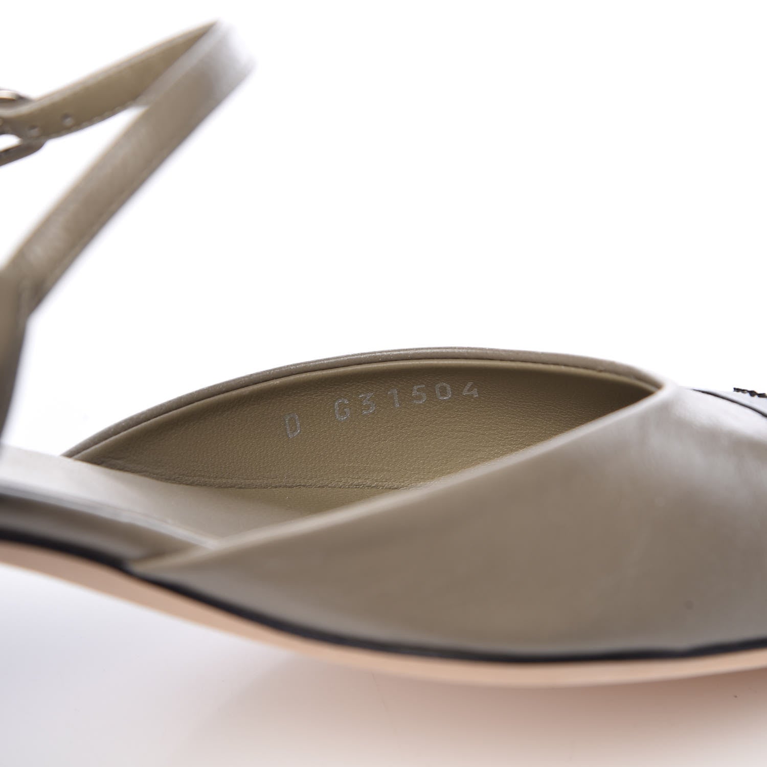 Chanel Crumpled Calfskin Patent Cap Toe Flats 39.5 Khaki Black 9 of 12