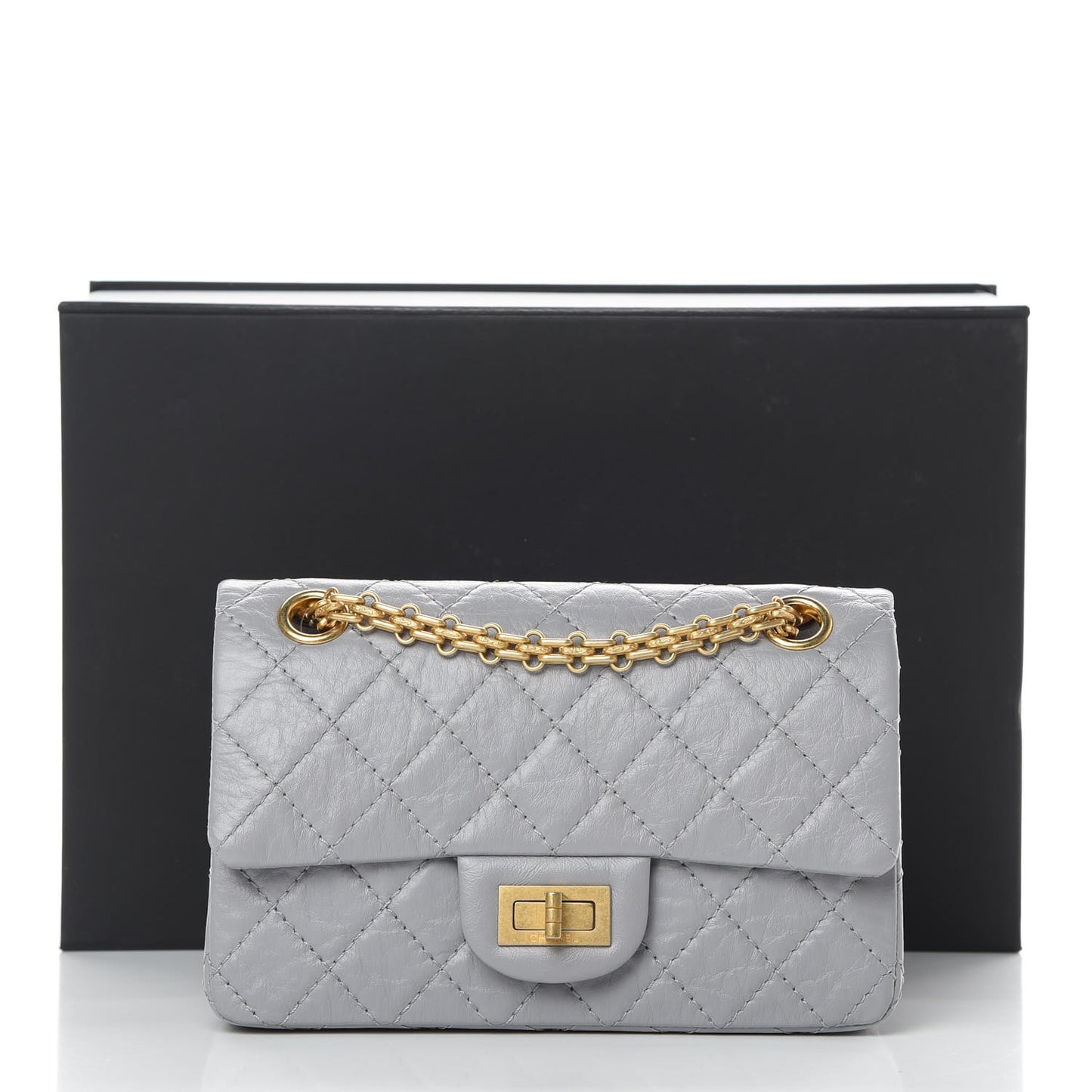 Aged Calfskin Quilted 2.55 Reissue Mini Flap Grey