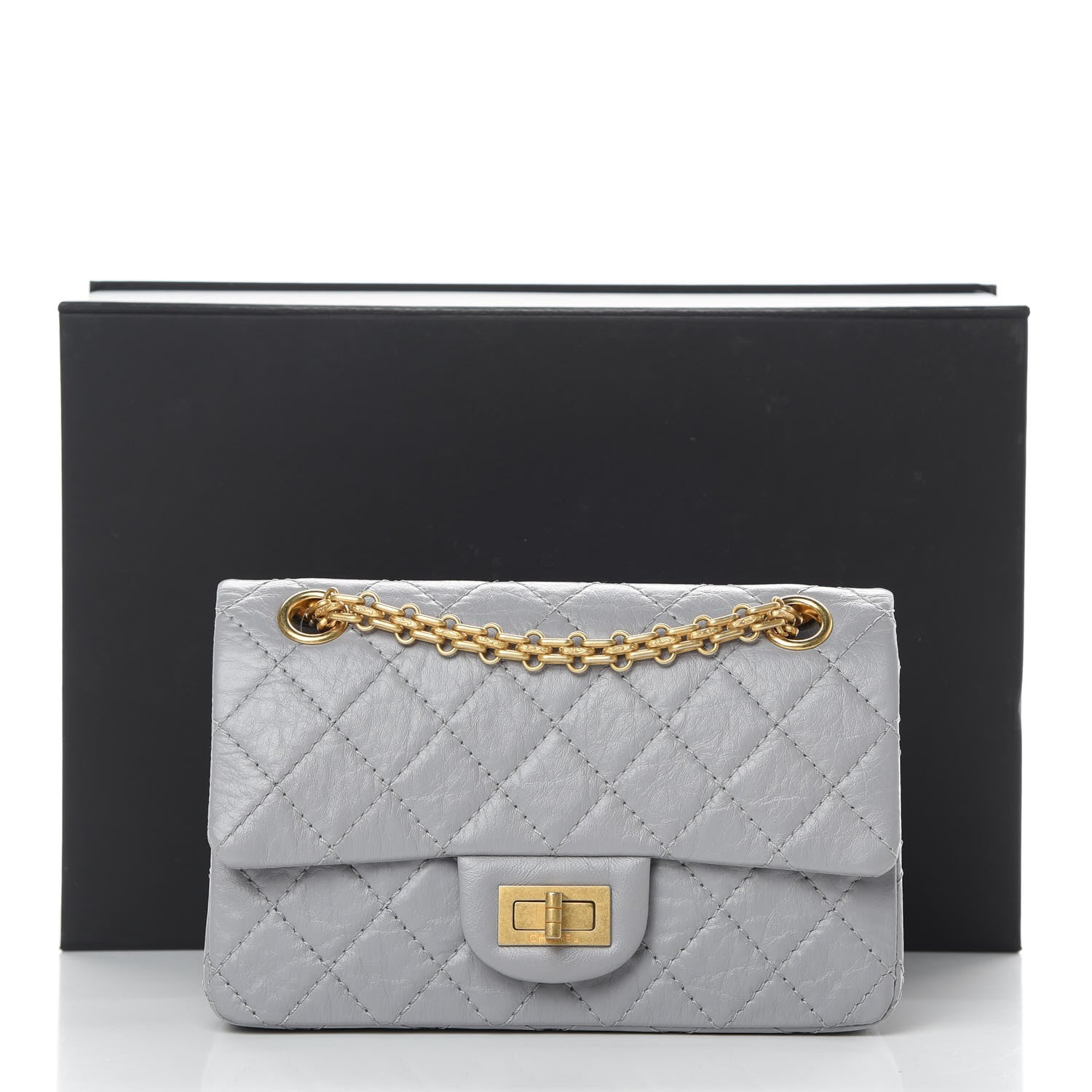 Chanel Aged Calfskin Quilted 2.55 Reissue Mini Flap Grey 12 of 12