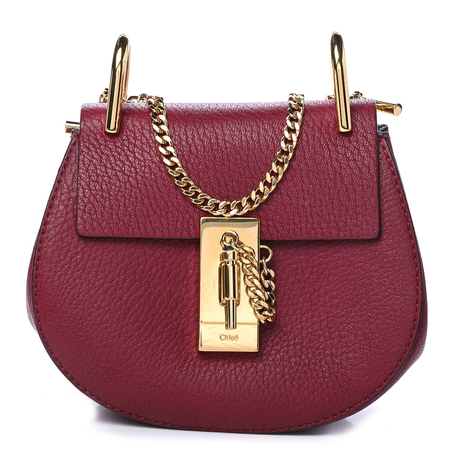 Chloe Grained Lambskin Nano Drew Shoulder Bag Wine Purple 1 of 6
