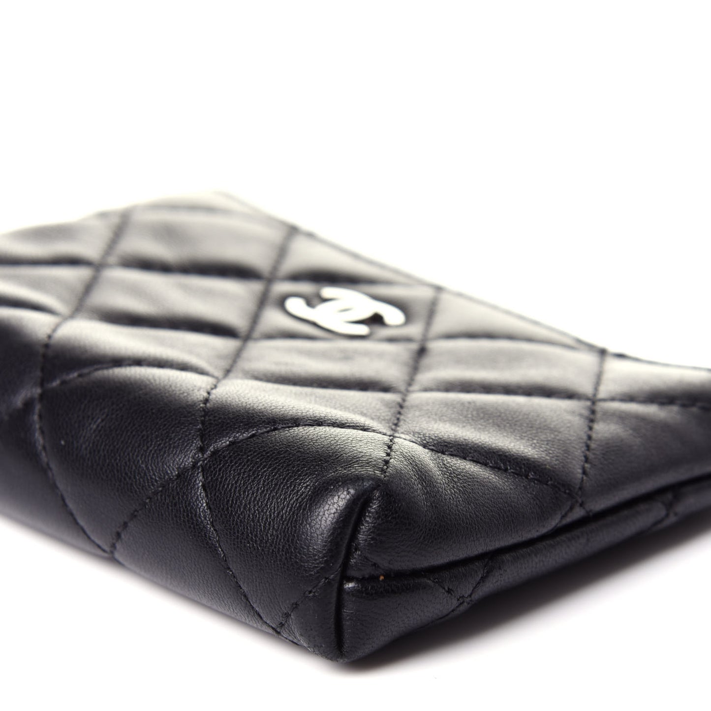 Lambskin Quilted Key Holder Case Black