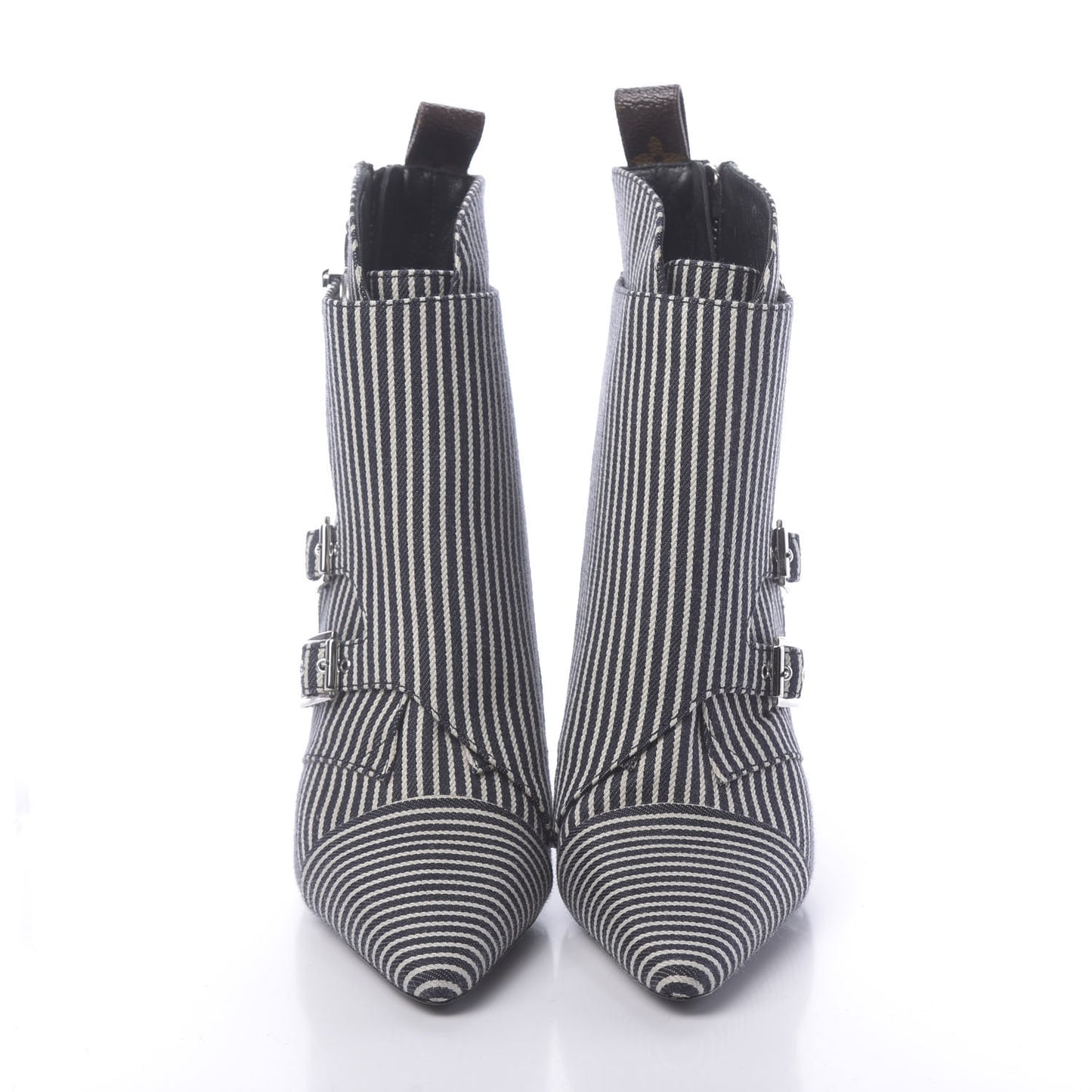 Canvas Striped Janet Ankle Boots 35 Black