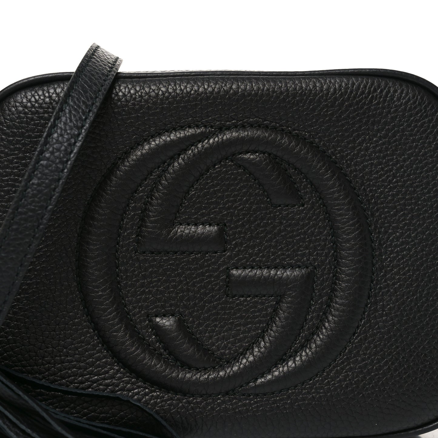 Pebbled Calfskin Small Soho Disco Bag Black