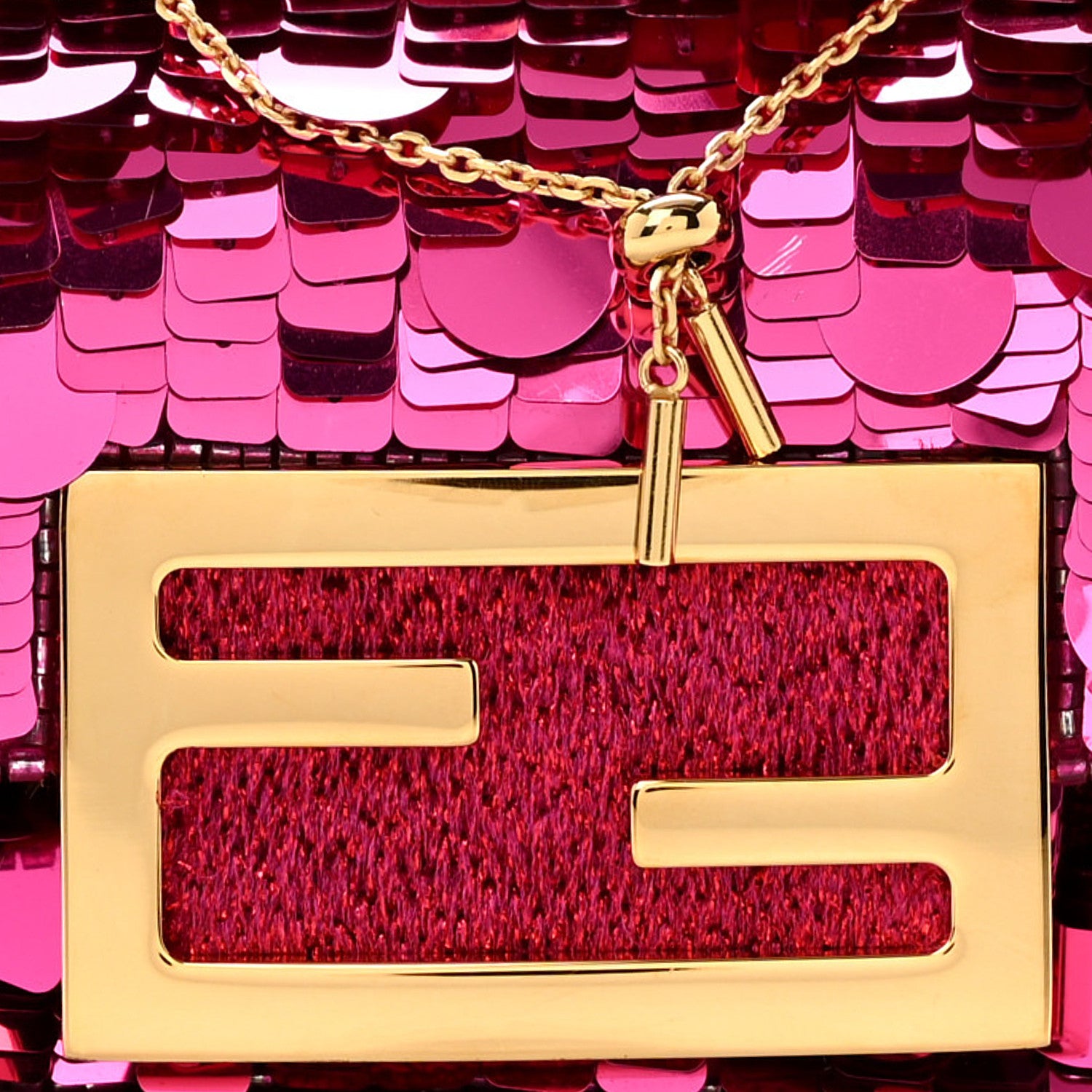 Fendi Sequin Paillettes Shiny Nappa Sex and the City Nano Maxi Buckle Baguette Charm Ciclamino Pilar 8 of 10