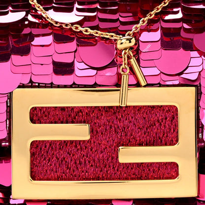 Fendi Sequin Paillettes Shiny Nappa Sex and the City Nano Maxi Buckle Baguette Charm Ciclamino Pilar 8 of 10