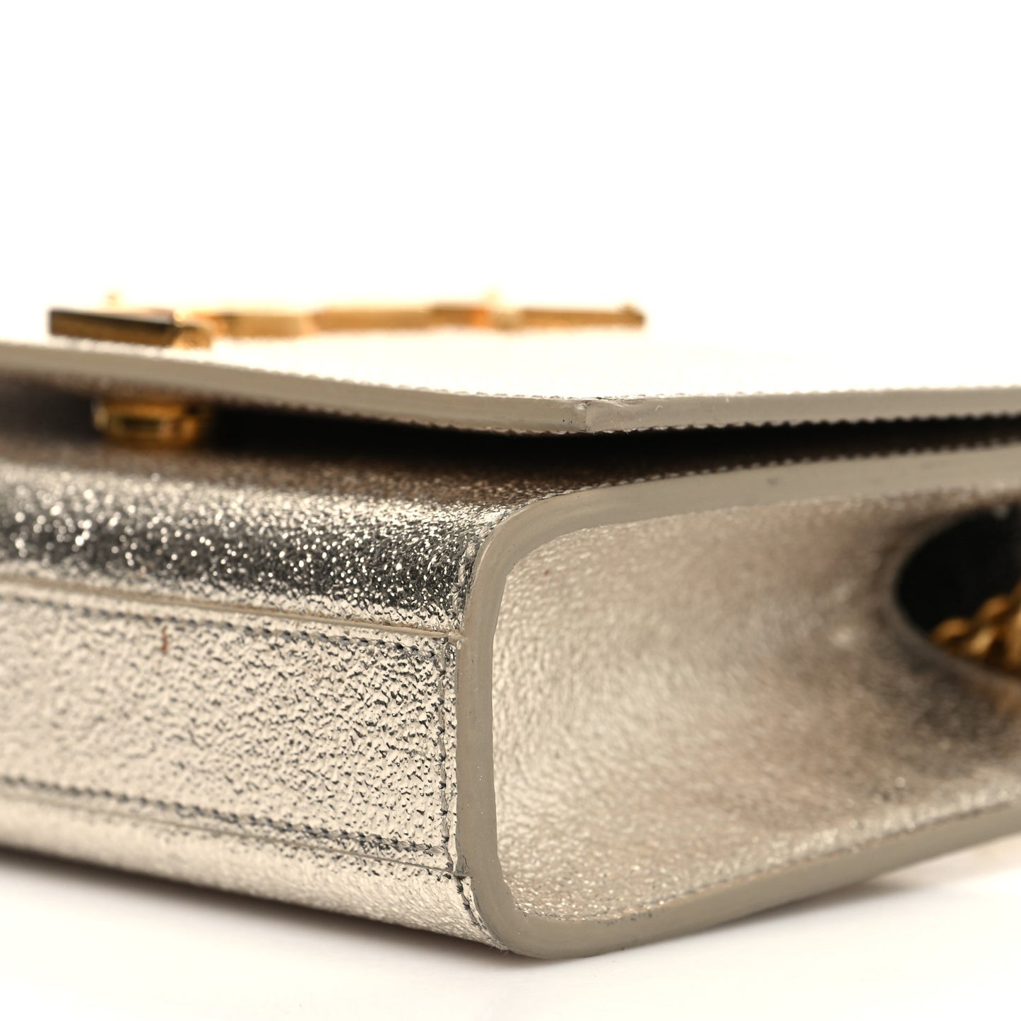 Metallic Calfskin Small Classic Monogram Kate Satchel Gold