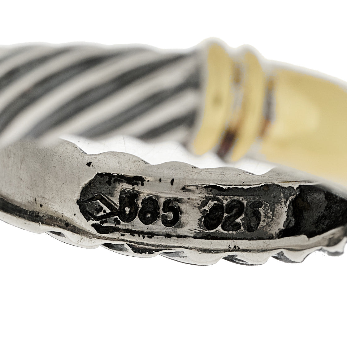 Sterling Silver 14K Yellow Gold Metro Cable Ring 52 6