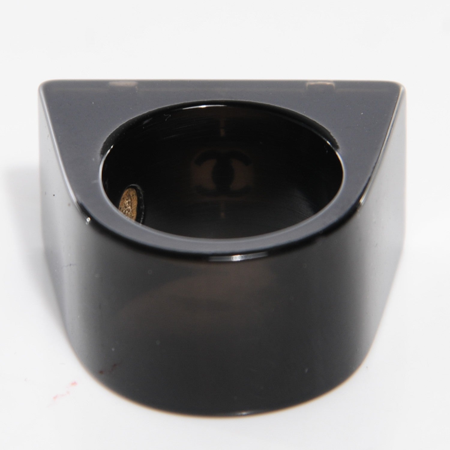 Chanel Resin Crystal Baguette CC Ring Black 6.5 3 of 5