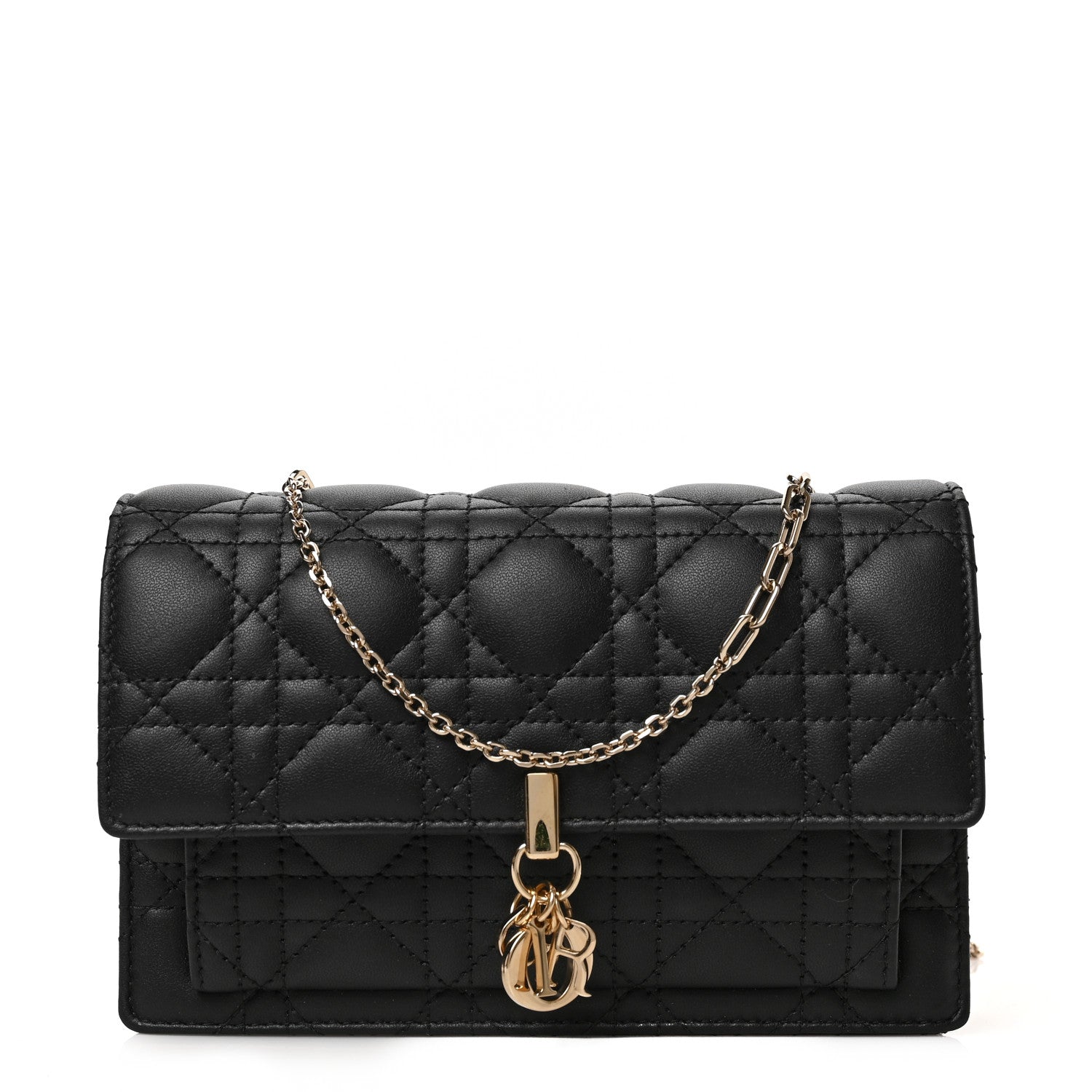Christian Dior Lambskin Cannage Lady Dior Chain Pouch Black 1 of 8