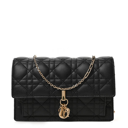 Christian Dior Lambskin Cannage Lady Dior Chain Pouch Black 1 of 8