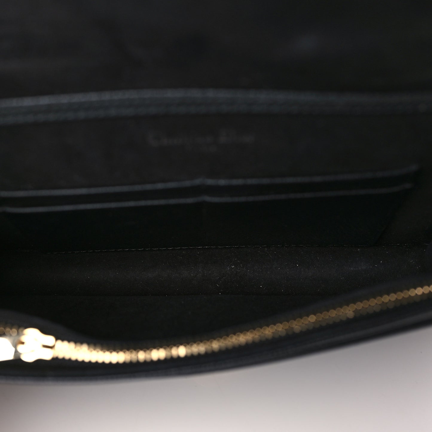 Grained Calfskin Diorama Wallet on Chain Pouch Black