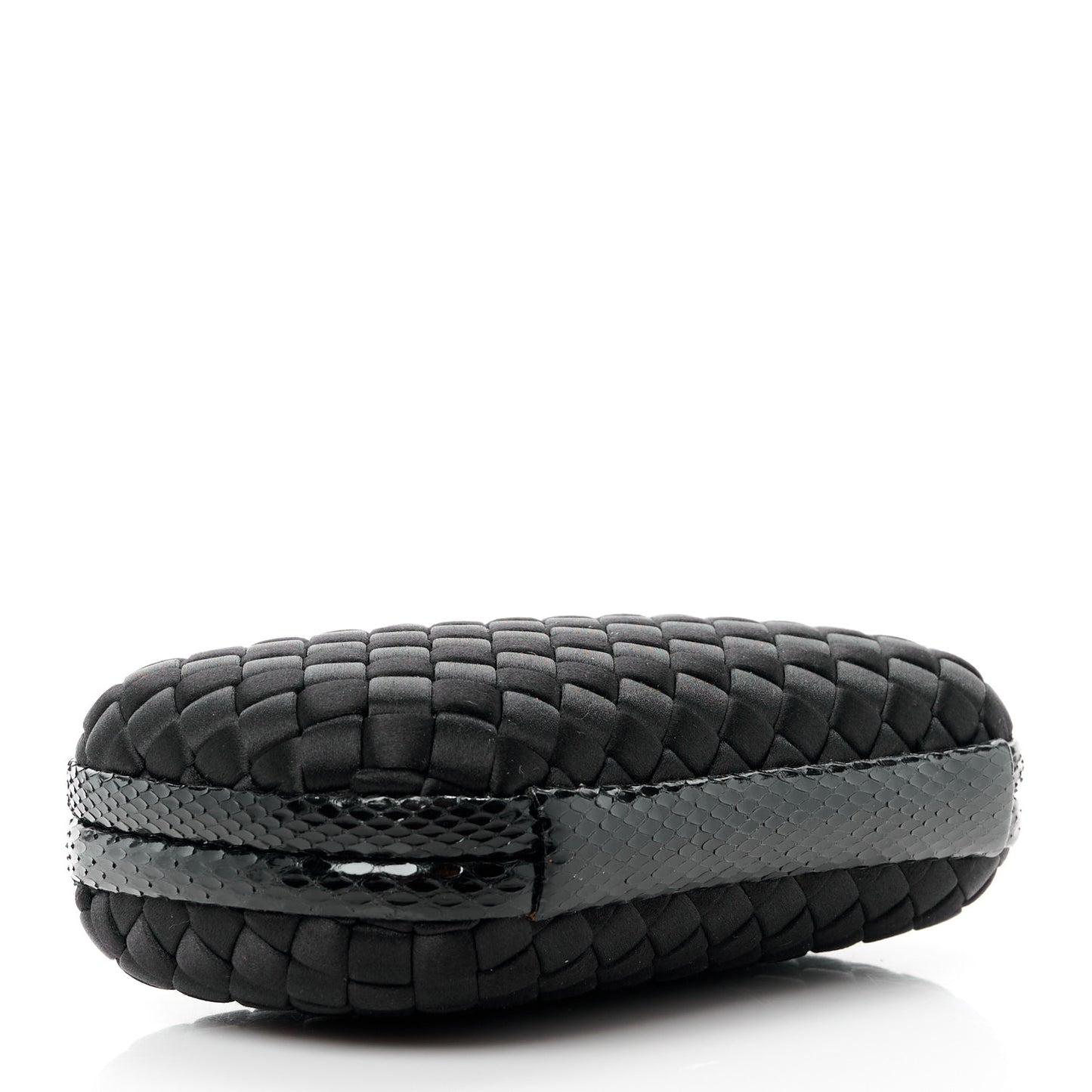 Satin Intreccio Impero Ayers Knot Clutch Black