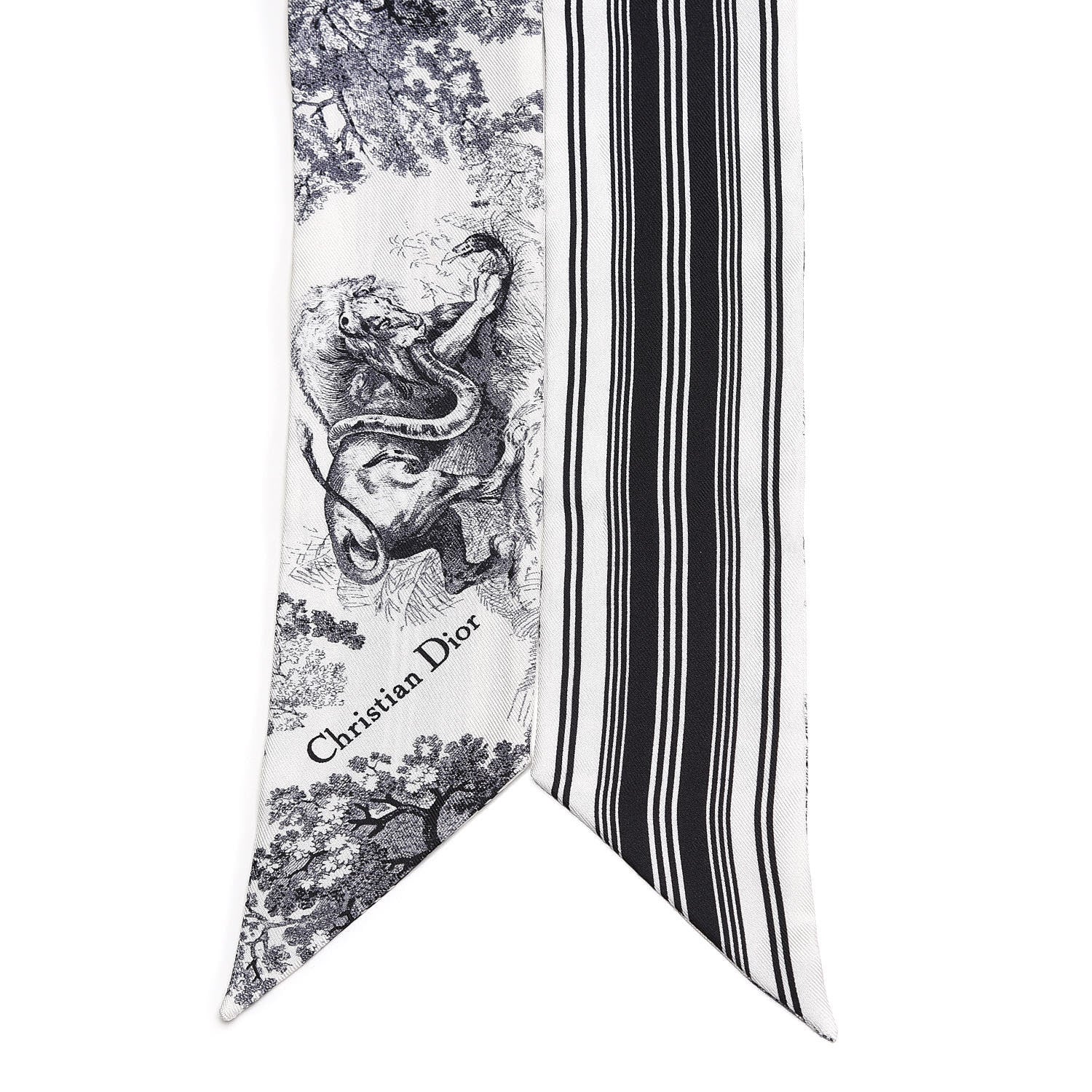 Christian Dior Silk Toile De Jouy Mitzah Scarf Navy Blue 4 of 4