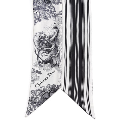 Christian Dior Silk Toile De Jouy Mitzah Scarf Navy Blue 4 of 4