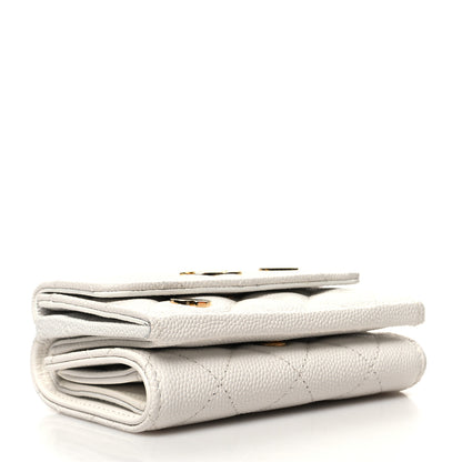 Chanel Caviar Quilted Enamel Coco Casino Double Flap Wallet White 4 of 12