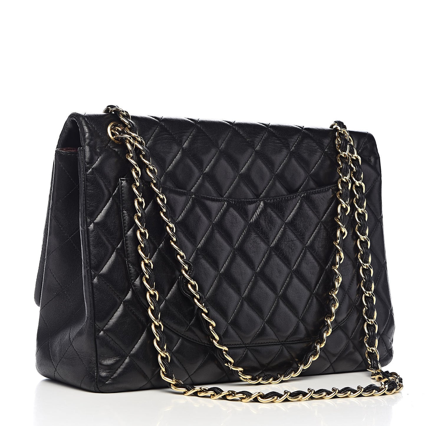 Lambskin Quilted Maxi Single Flap Black