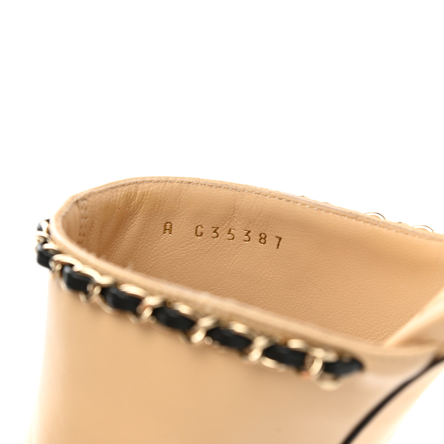 Chanel Lambskin Grosgrain Cap Toe Chain Mule 38.5 Beige Black 8 of 10