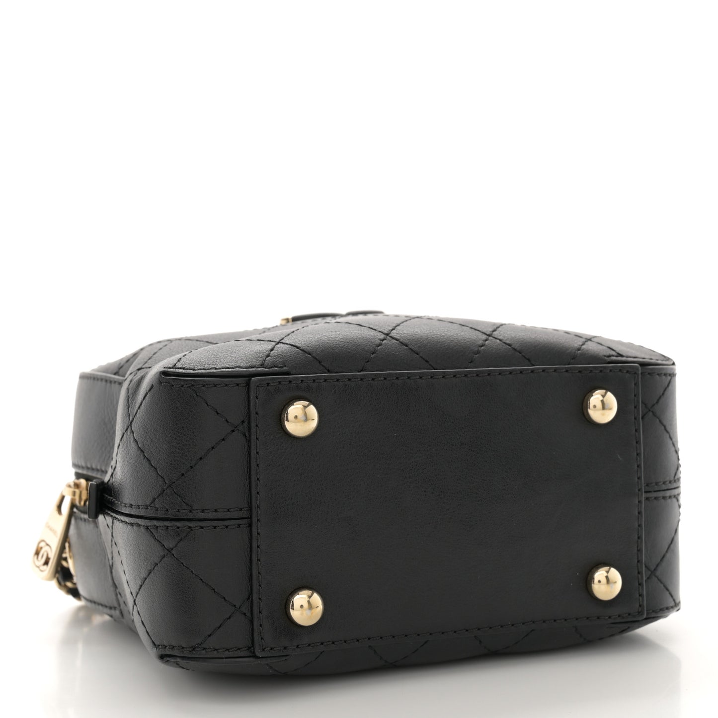 Calfskin Stitched Covered CC Camera Case Bag Black