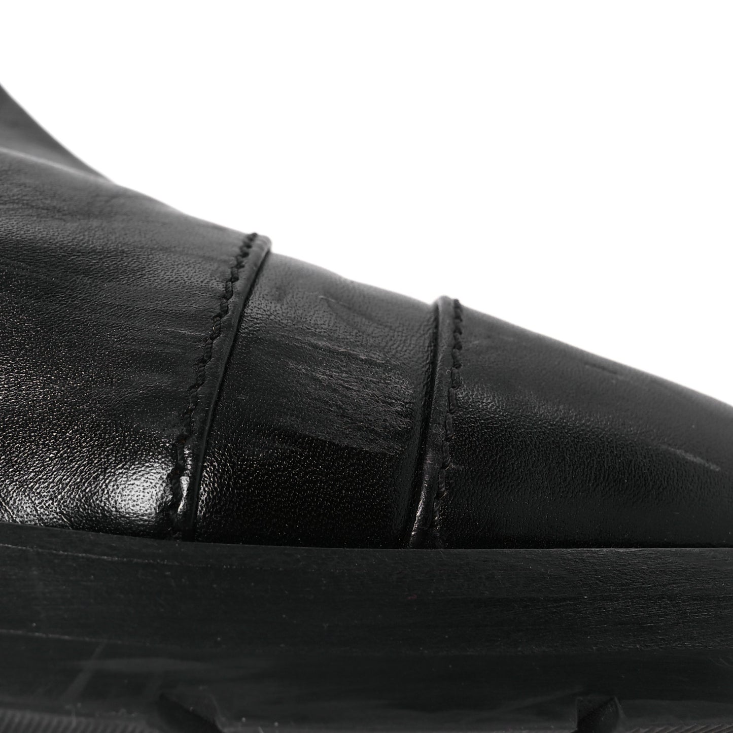 Calfskin Knit CC Short Boots 40 Black