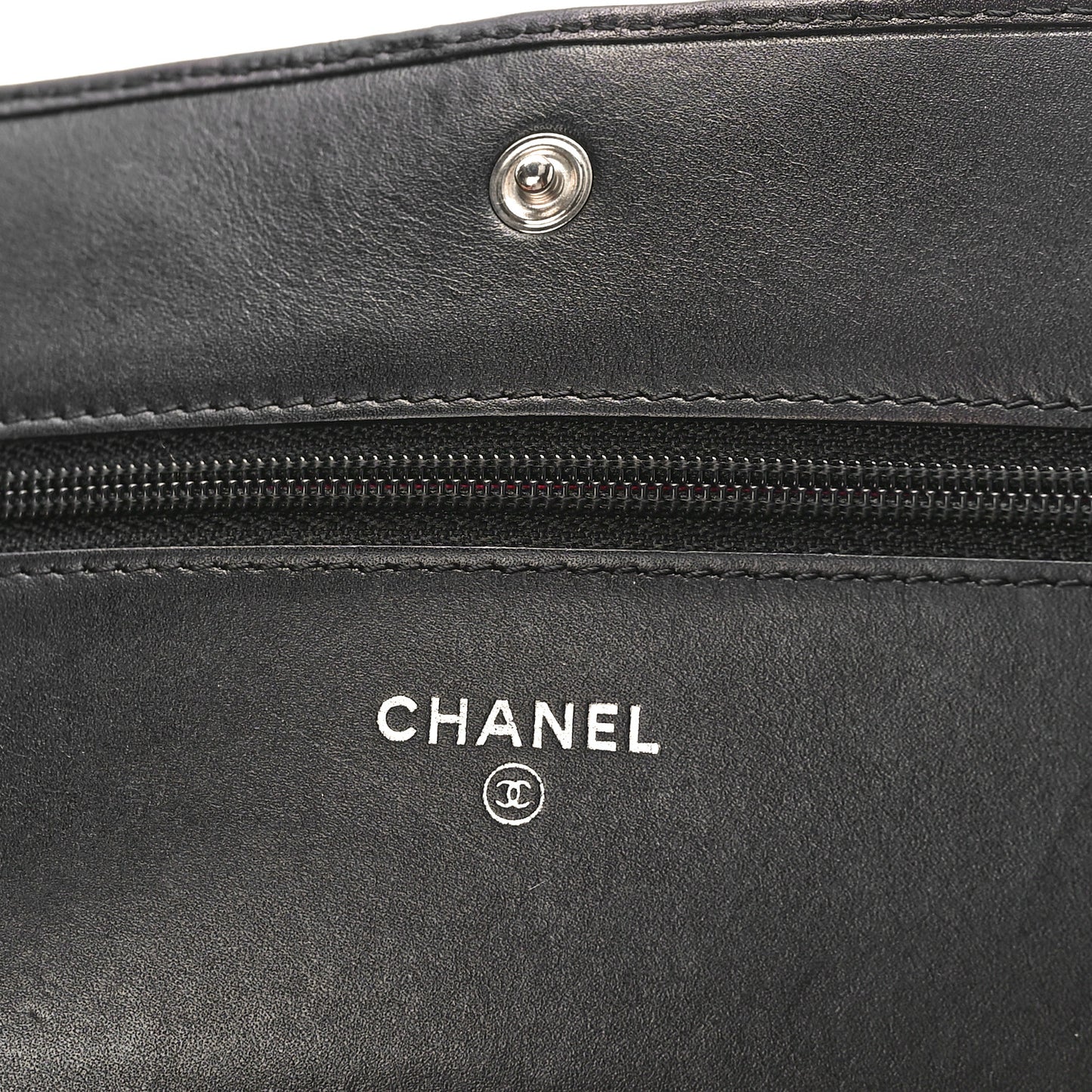 Calfskin Quilted Cambon Wallet on Chain WOC Black