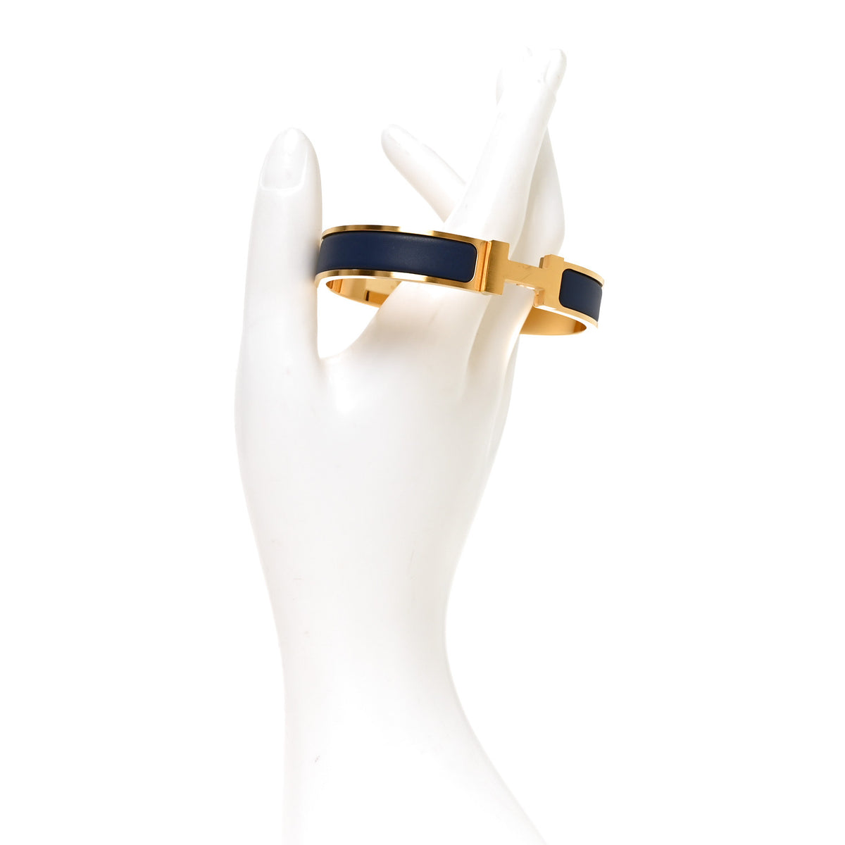 Hermes Matte Enamel Narrow Clic Clac HH Bracelet T4 Bleu Biarritz 2 of 5