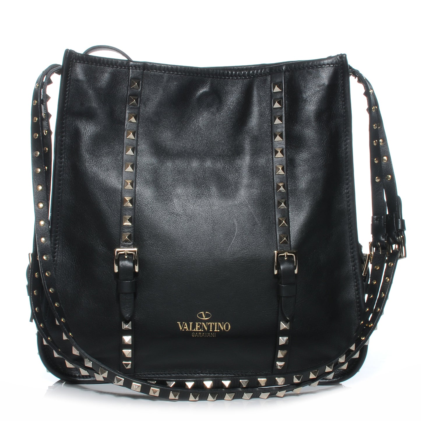 Vitello Rockstud Shopper Tote Black