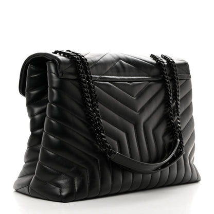 Saint Laurent Calfskin Y Quilted Monogram Monochrome Large Loulou Chain Satchel Black 2 of 10