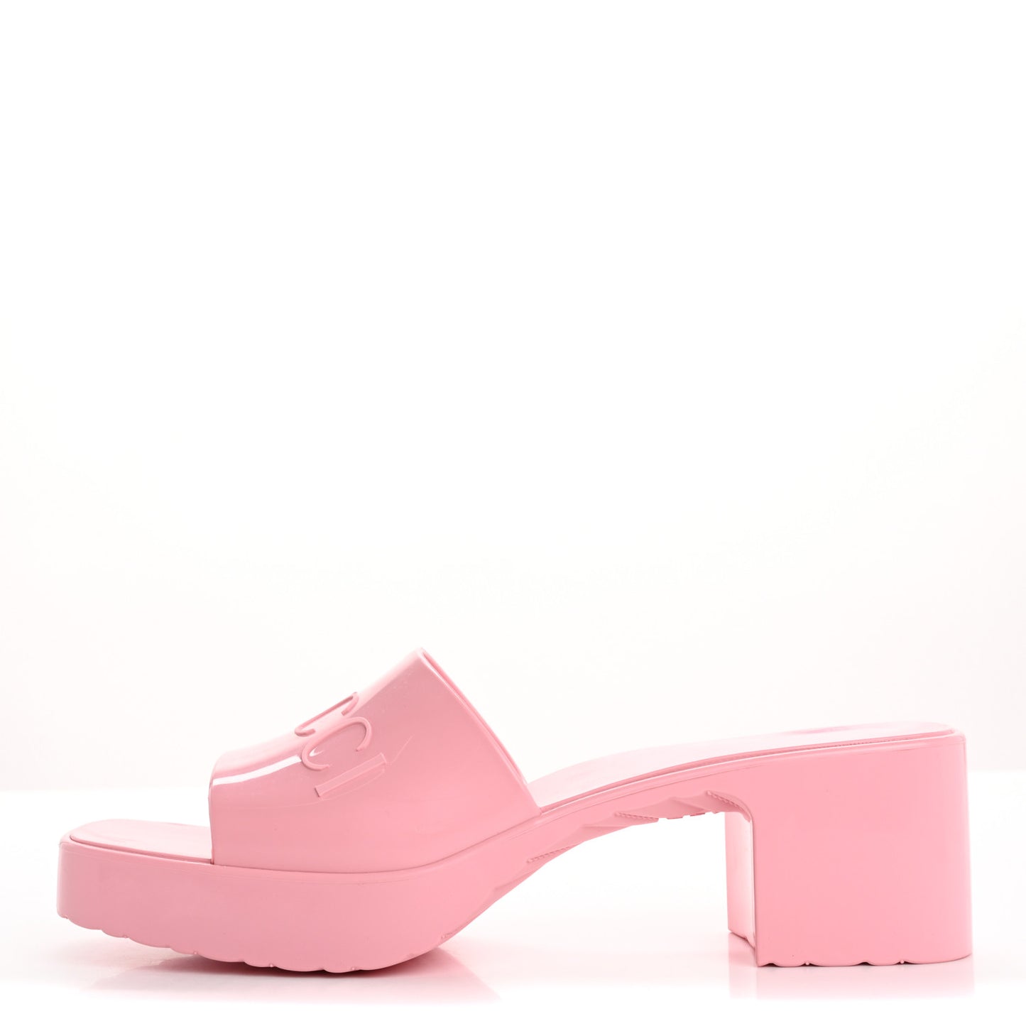 Rubber Gucci Logo Womens Platform 20/60mm Slide Sandals 37 Wild Rose