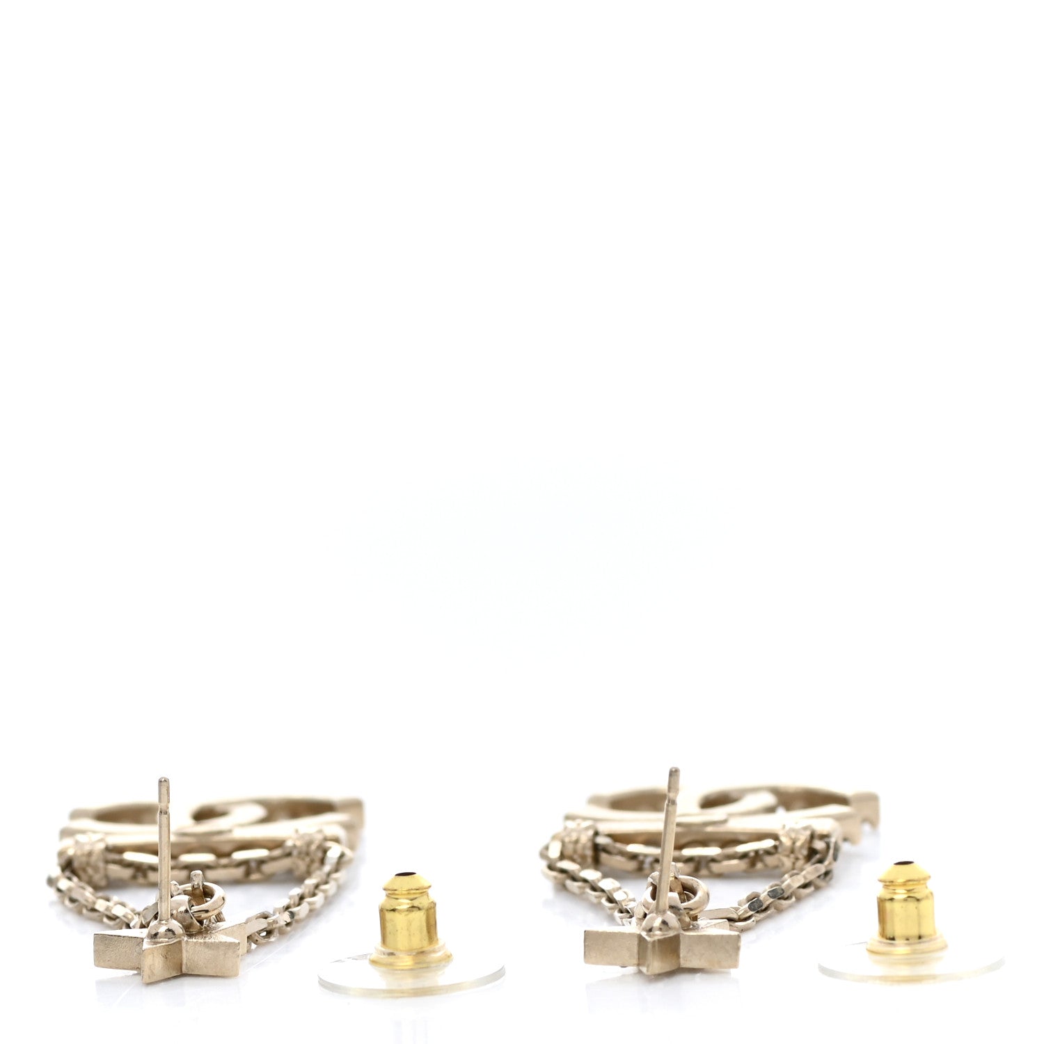 Chanel Crystal Star Drop CC Earrings Gold 3 of 5