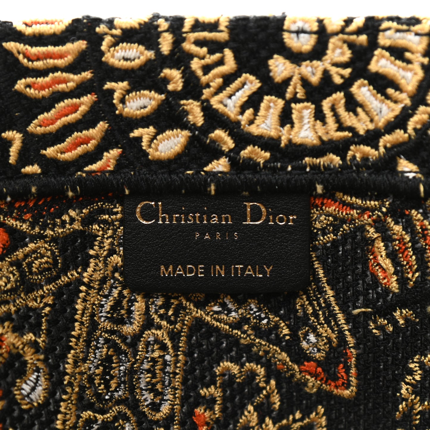 Canvas Embroidered Dior Animals Giraffe Book Tote Yellow Multicolor