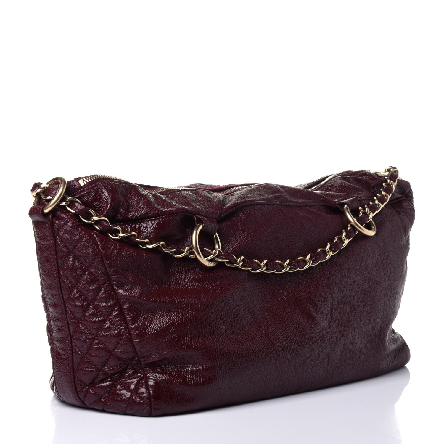 Chanel Vinyl Medium Rock and Chain Bowler Bordeaux 2 of 12