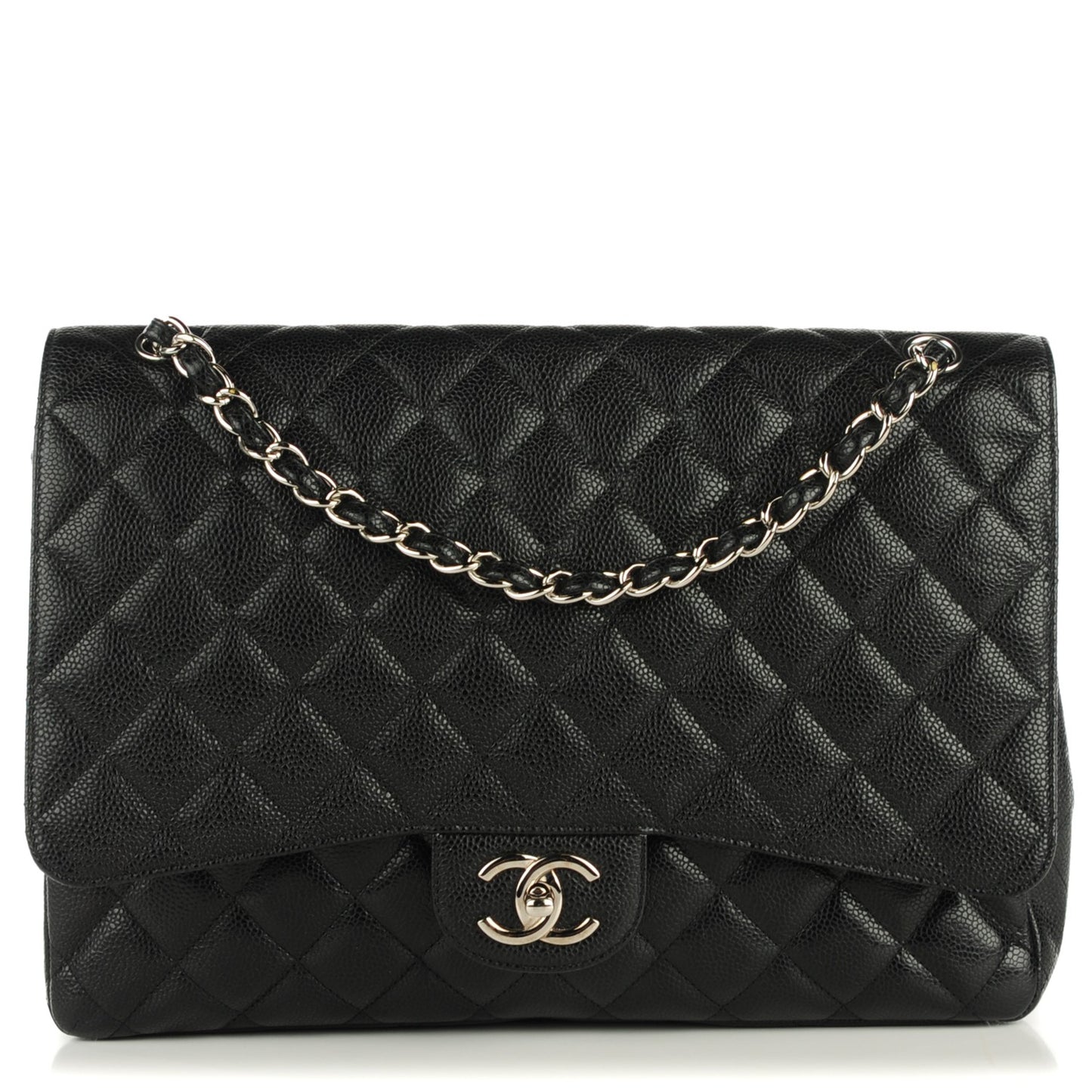 Caviar Quilted Maxi Double Flap Black
