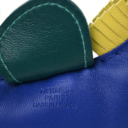 Hermes Milo Lambskin Grigri Rodeo Horse Bag Charm GM Bleu Electrique Malachite Lime 3 of 5