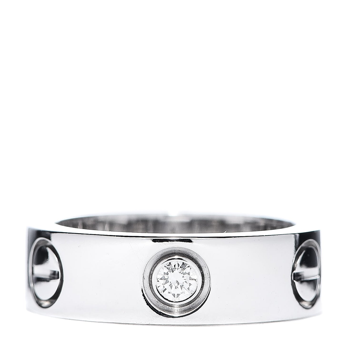 18K White Gold 3 Diamond 5.5mm LOVE Ring 47 4.25