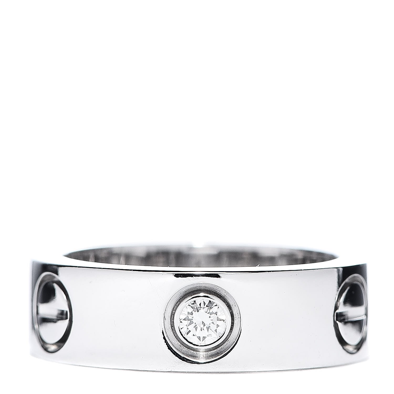 Cartier 18K White Gold 3 Diamond 5.5mm LOVE Ring 47 4.25 1 of 5
