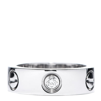 Cartier 18K White Gold 3 Diamond 5.5mm LOVE Ring 47 4.25 1 of 5