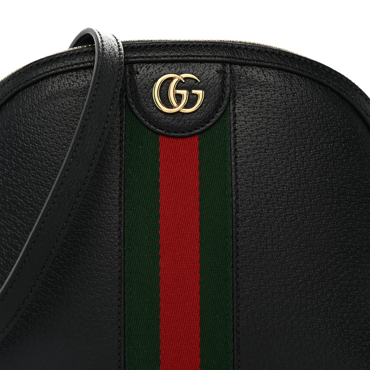 Calfskin GG Web Small Ophidia Dome Shoulder Bag Black