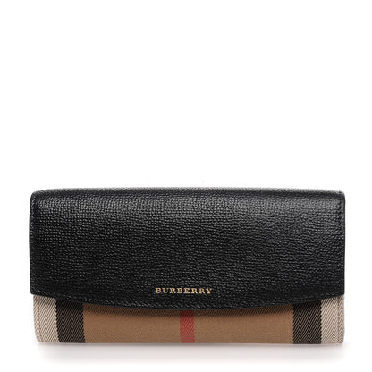 Burberry Grainy Calfskin House Check Henley Wallet On Chain Black 1 of 6