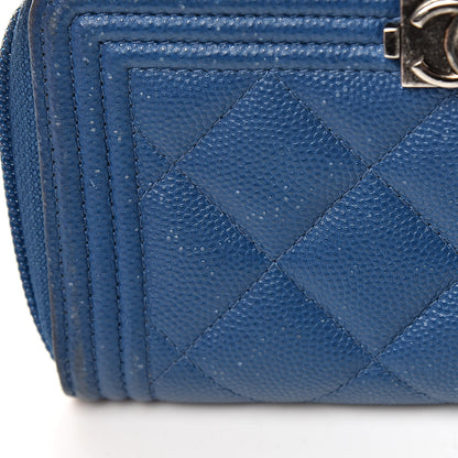 Chanel Caviar Quilted Boy Small Zip Around Wallet Blue 12 of 16