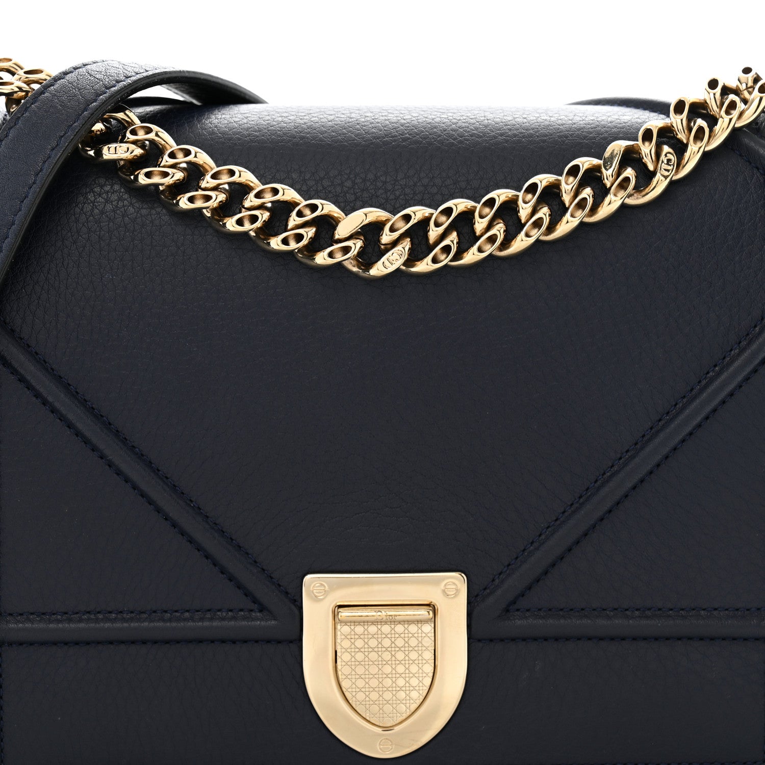 Christian Dior Grained Calfskin Medium Diorama Flap Bag Indigo 8 of 15
