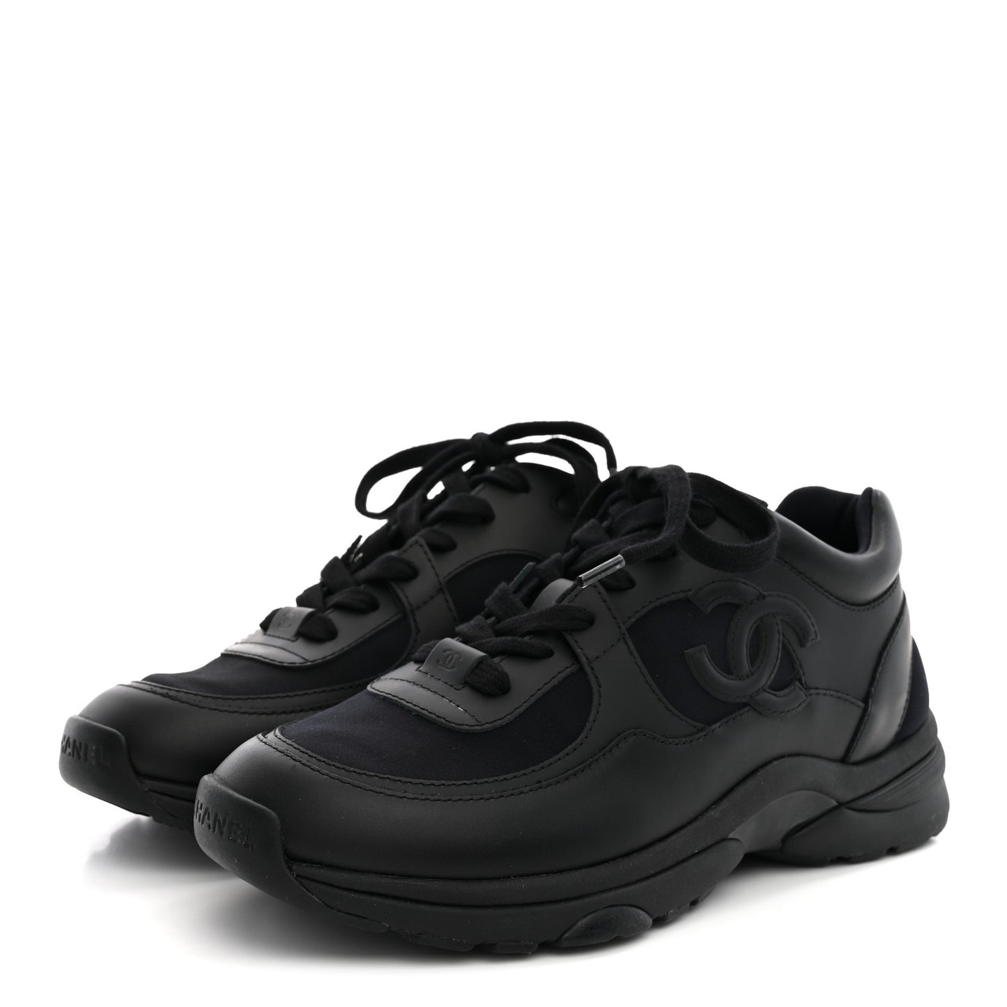 Lambskin Fabric CC Sneakers 37.5 Black