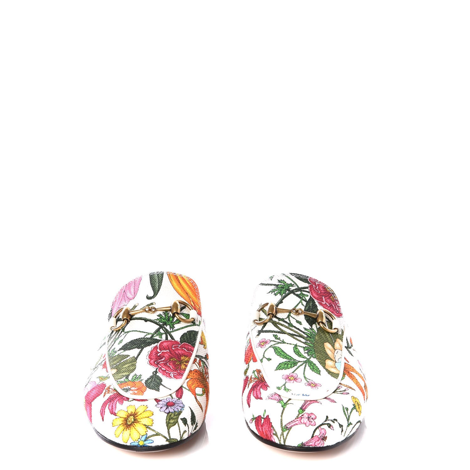 Gucci Canvas Flora Womens Princetown Slippers 37 White Multicolor 3 of 11