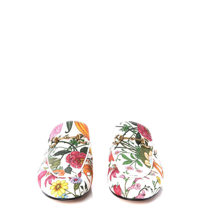 Gucci Canvas Flora Womens Princetown Slippers 37 White Multicolor 3 of 11