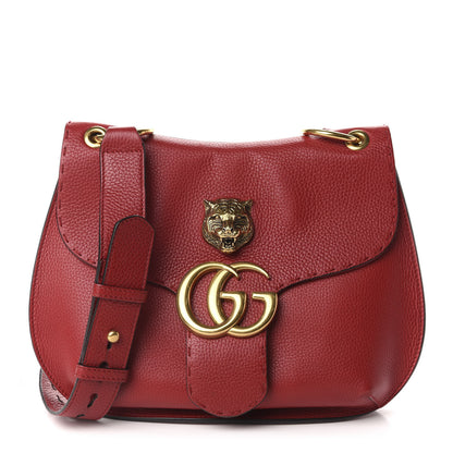 Gucci Cellarius Calfskin Feline GG Marmont Flap Shoulder Bag Vulcanic Red 1 of 9