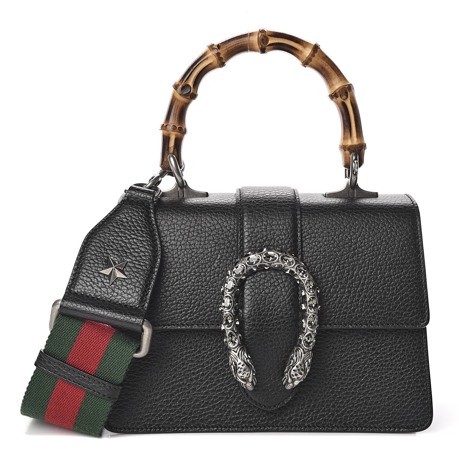 Gucci Dollar Calfskin Crystal Web Mini Dionysus Bamboo Top Handle Bag Black Black Diamond 1 of 10
