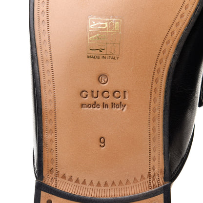Gucci Goatskin Stripe Mens Horsebit Slingback Slippers 9 Black 6 of 11