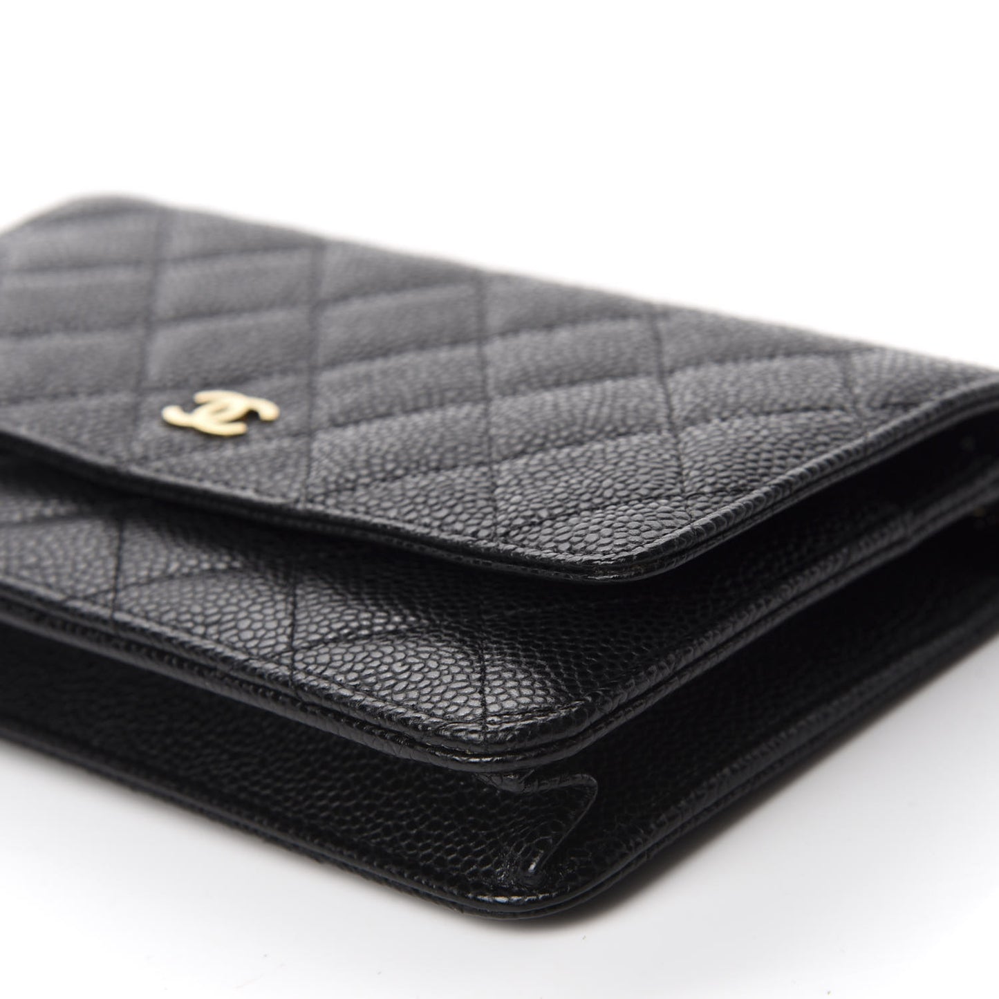 Caviar Quilted Wallet On Chain WOC Black