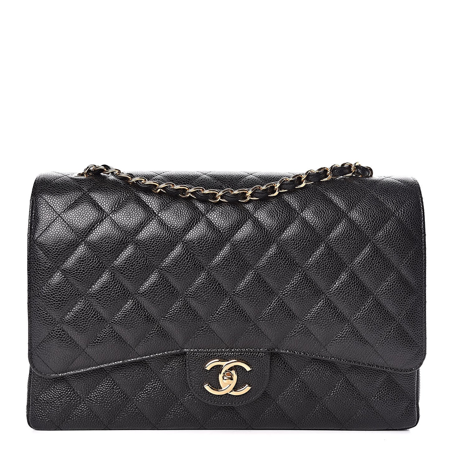 Caviar Quilted Maxi Double Flap Black