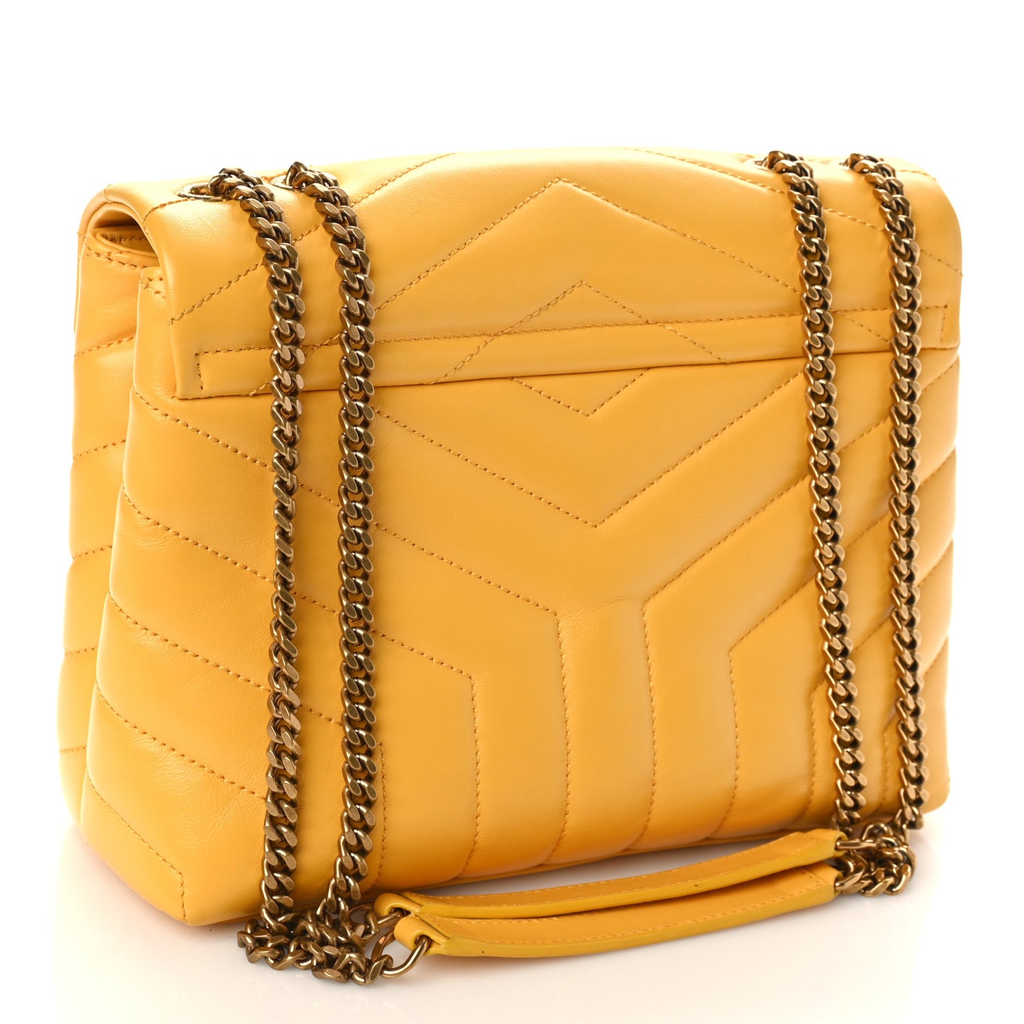 Calfskin Y Quilted Monogram Small Loulou Chain Satchel Cheddar