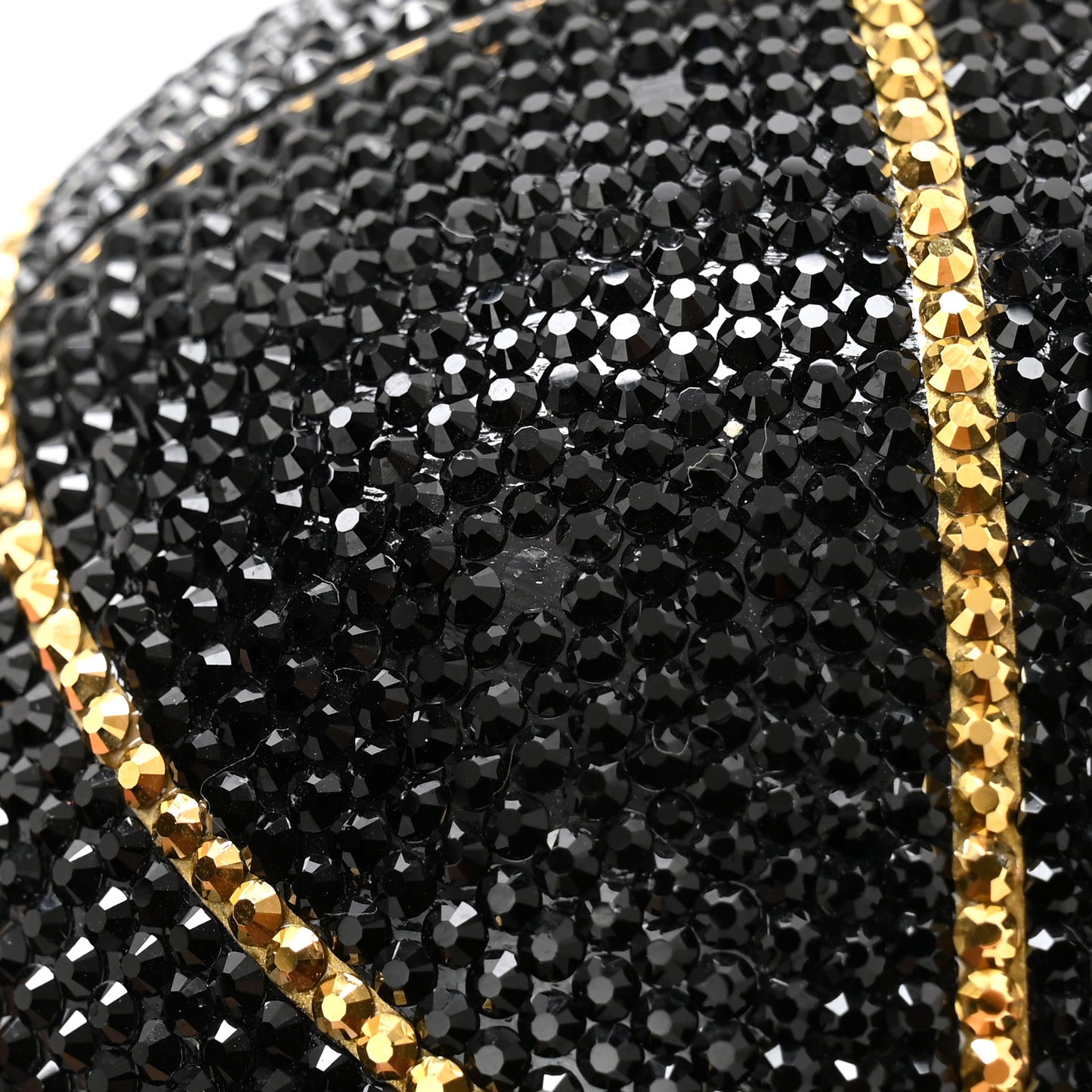 Crystal Basketball Minaudiere Clutch Black Gold